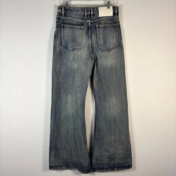 ❤️ Maison Margiela Women's Flared Jeans Distressed Blue Denim 29 - Picture 3 of 12